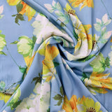 Cottage Flower stretch Satin blue