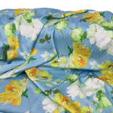 Cottage Flower stretch Satin blue
