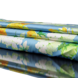 Cottage Flower stretch Satin blue