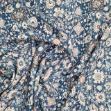 Viskose Blumen Ornamente jeansblau