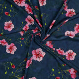Viskose Blumen navy