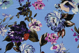 Baumwolle Stretch Satin Blau mit Blumenmuster