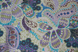 Baumwolle Stretch Satin Türkis mit Paisleymuster