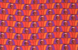 Viskose Druck orange lila rot Retro