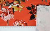 Baumwolle Stretch Satin Orange mit Blumenmuster
